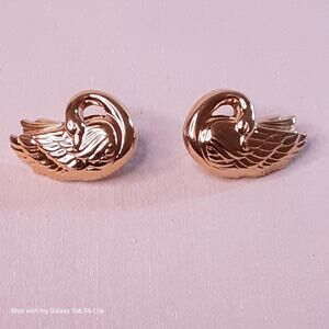 1989 Unsigned Avon Golden Swan Stud  Earrings Post Back